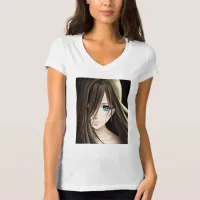 Brown Haired Blue Eyed Anime Girl T-Shirt