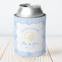 Chic Blue That's Amore Lemon Wedding Favor Can Cooler