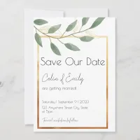 Leaf and Bronze Border, Minimalist Wedding