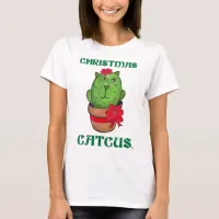 Christmas Catcus Holiday Cactus Cartoon Art T-Shirt