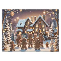 Gingerbread house and cute gingerbread family  tissue paper