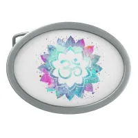 *~* Mandala Lotus OM  AUM Symbol Watercolor Belt Buckle