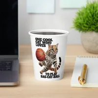 One Cool Cat Who Loves to Play Bas-cat-ball Paper Cups