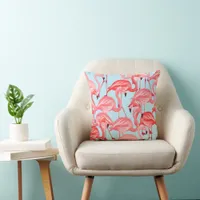 Pink Flamingo Tropical Bird Throw Pillow