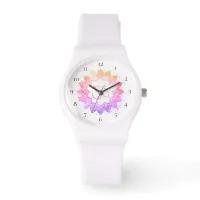 *~* Women's White Om Lotus Flower Mandala New Age Watch