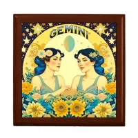 Vintage Horoscope Sign Gemini Twins Celestial Gift Box