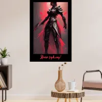 Black and Red Warrior Woman Keep Fighting! Poster