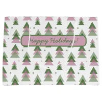 Pink & Green Modern Holiday  Large Gift Bag