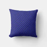 Thin Black and Blue Diagonal Stripes Throw Pillow