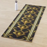 Elegant art deco pattern in black and gold yoga mat