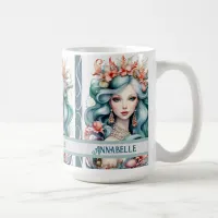 Mermaid with Seafoam Green and Coral Colors 15 oz Coffee Mug