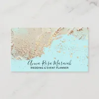 *~* Wedding Aqua Gold Foil Glitter Beauty Elegant  Business Card