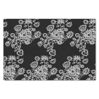 Modern Trendy Black & White Lace Pattern Tissue Paper