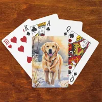 Labrador Retriever Snow Picture Watercolor Dog Euchre Cards