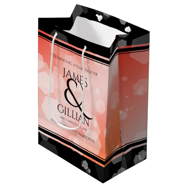 Elegant 35th Coral Wedding Anniversary Celebration Medium Gift Bag