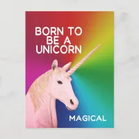 Born to Be a Unicorn Statue Head Magical Rainbow Postcard