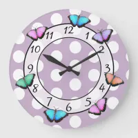 Pretty Butterflies  Polka Dot Whimsical Clock