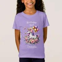 Birthday Girl Pink, Purple and Gold Unicorn T-Shirt