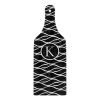 Black and White Wave Pattern with Custom Monogram Cutting Board