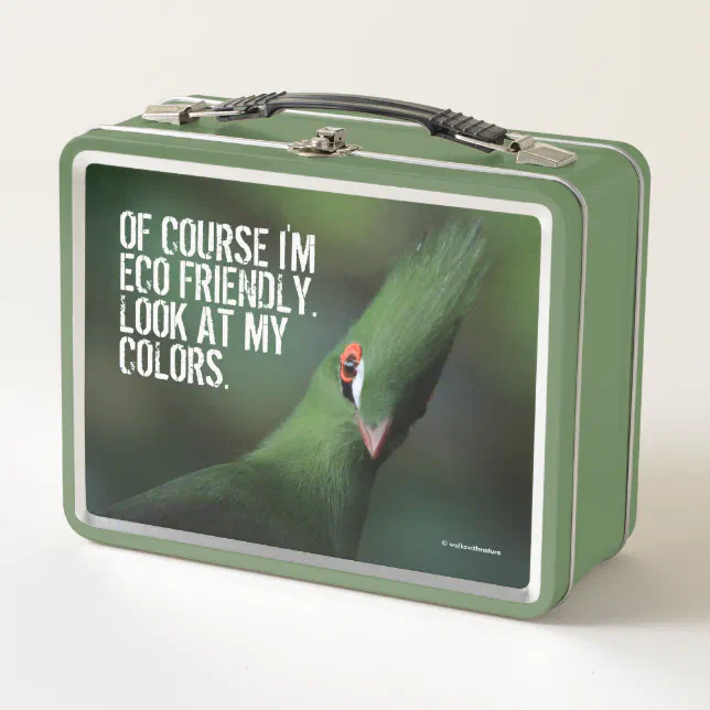 Funny Curious Guinea Turaco Green Bird Metal Lunch Box