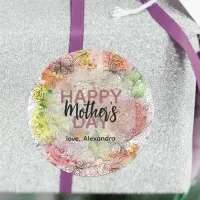 Floral Pastel Watercolor and Ink Art Mother's Day Classic Round Sticker