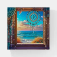 Pretty Beachy Dreamcatcher on Window  Paperweight