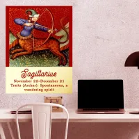 Sagittarius Horoscope Zodiac Medieval Art 18"x24" Foil Prints