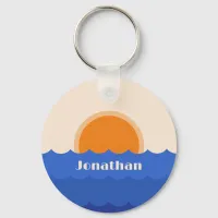 Ocean sunset minimalist scene keychain