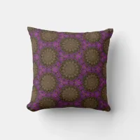 Vibrant Purple Gold Mandala Pattern Throw Pillow