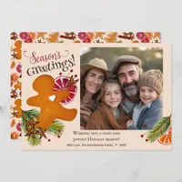 Gingerbread Man Seasons Greetings Photo Christmas Holiday Card