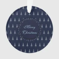 Elegant Blue Christmas Trees and Stars Ornament