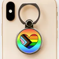 LGBTQIA+ Flag Heart Phone Ring Stand