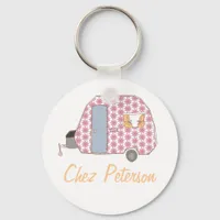 Personalized Retro Art Caravan Owner's Keychains