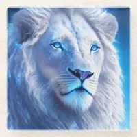 Beautiful White Mystical Lion with Blue Eyes