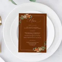 Emerald and Rust Burnt Orange Greenery Wedding Menu