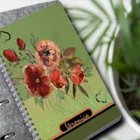 Fall flowers Olive Green Notebook