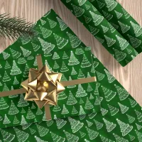 Green Sparkle Christmas Trees Stars Lights Wrapping Paper