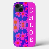 daisies hot pink purple orange & blue cute girly iPhone 13 case