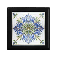 Classic Floral Tile Pat#13 Blue Green ID1078 Gift Box