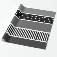 Black and White Lines and Polka Dot Gift Wrap