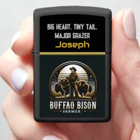 A Bison Farmer Stands Proudly With His Herd Zippo Lighter