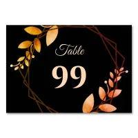 Boho autumn botanical gold frame wedding table number