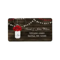 Barn wood poinsettias mason jar rustic wedding label