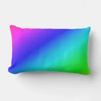 Diagonal Rainbow Gradient Blue to Green Lumbar Pillow