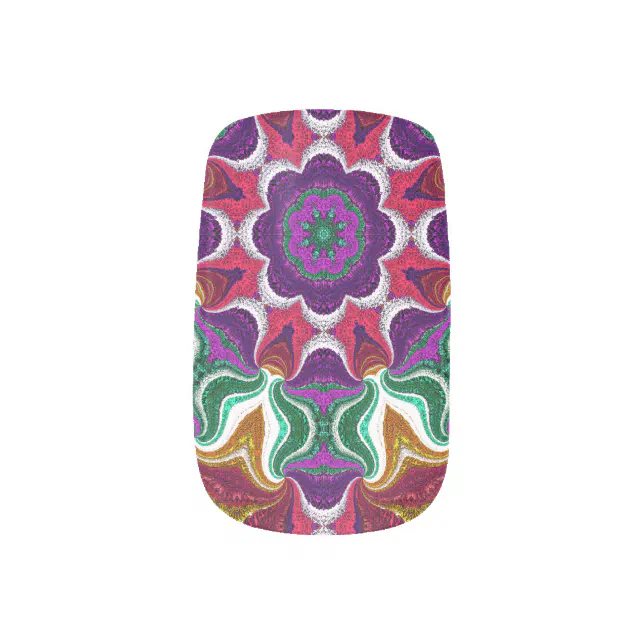 Flowery mandala embroidered with brilliant threads minx nail art