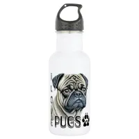 I Love Pugs | Cute Dog Owners Stainless Steel Water Bottle