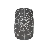 Black White Spiders Cobwebs Halloween Minx Nail Art