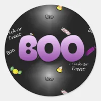 Boo Cute Black and Purple Halloween Stickers