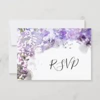 Purple Lilac Flowers Watercolor Wedding RSVP Card