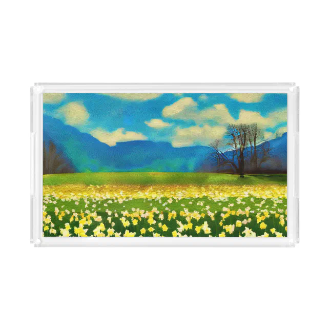 Daffodil field - painting acrylic tray